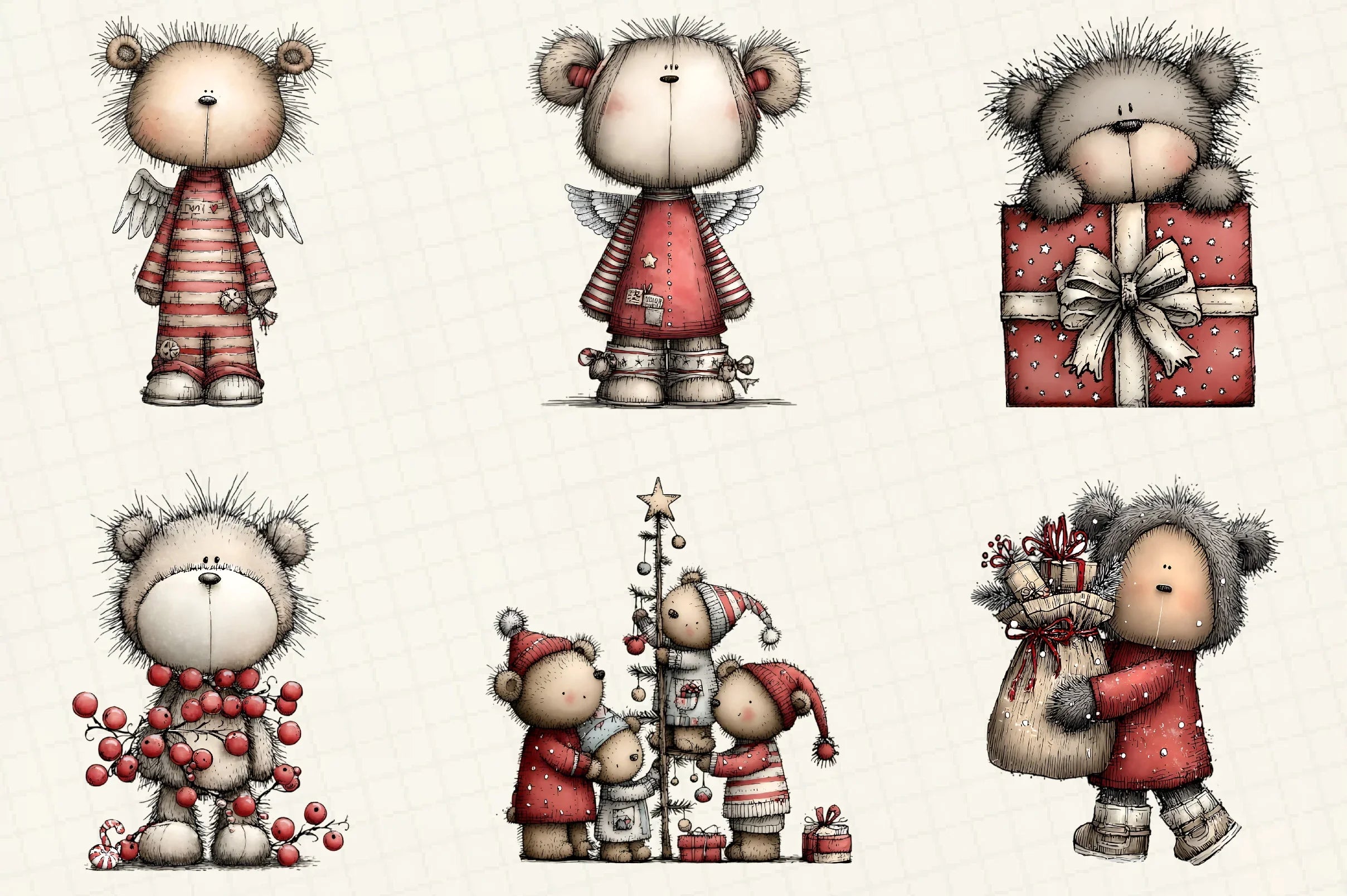 Whimsical Christmas Bear Clipart Bundle - CraftNest - Digital Crafting and Art