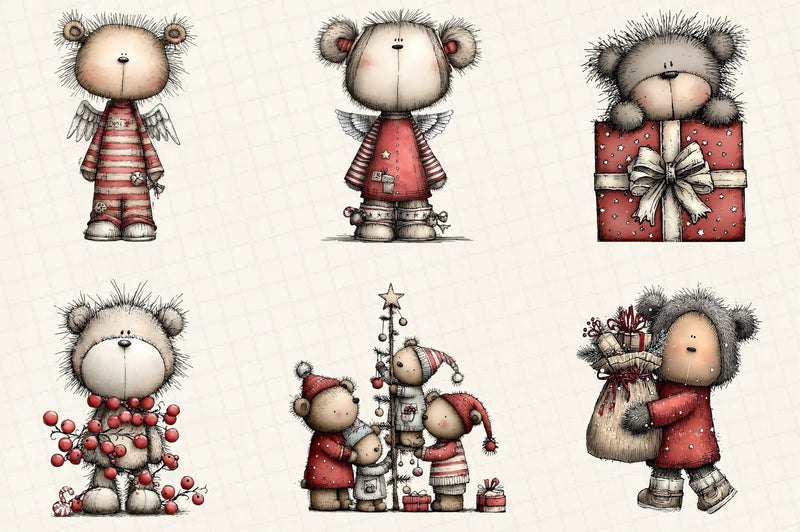 Whimsical Christmas Bear Clipart Bundle - CraftNest - Digital Crafting and Art