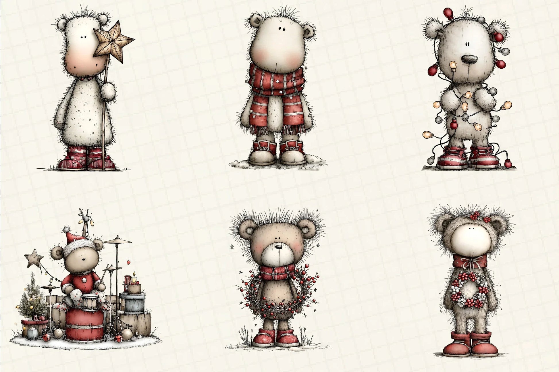 Whimsical Christmas Bear Clipart Bundle - CraftNest - Digital Crafting and Art