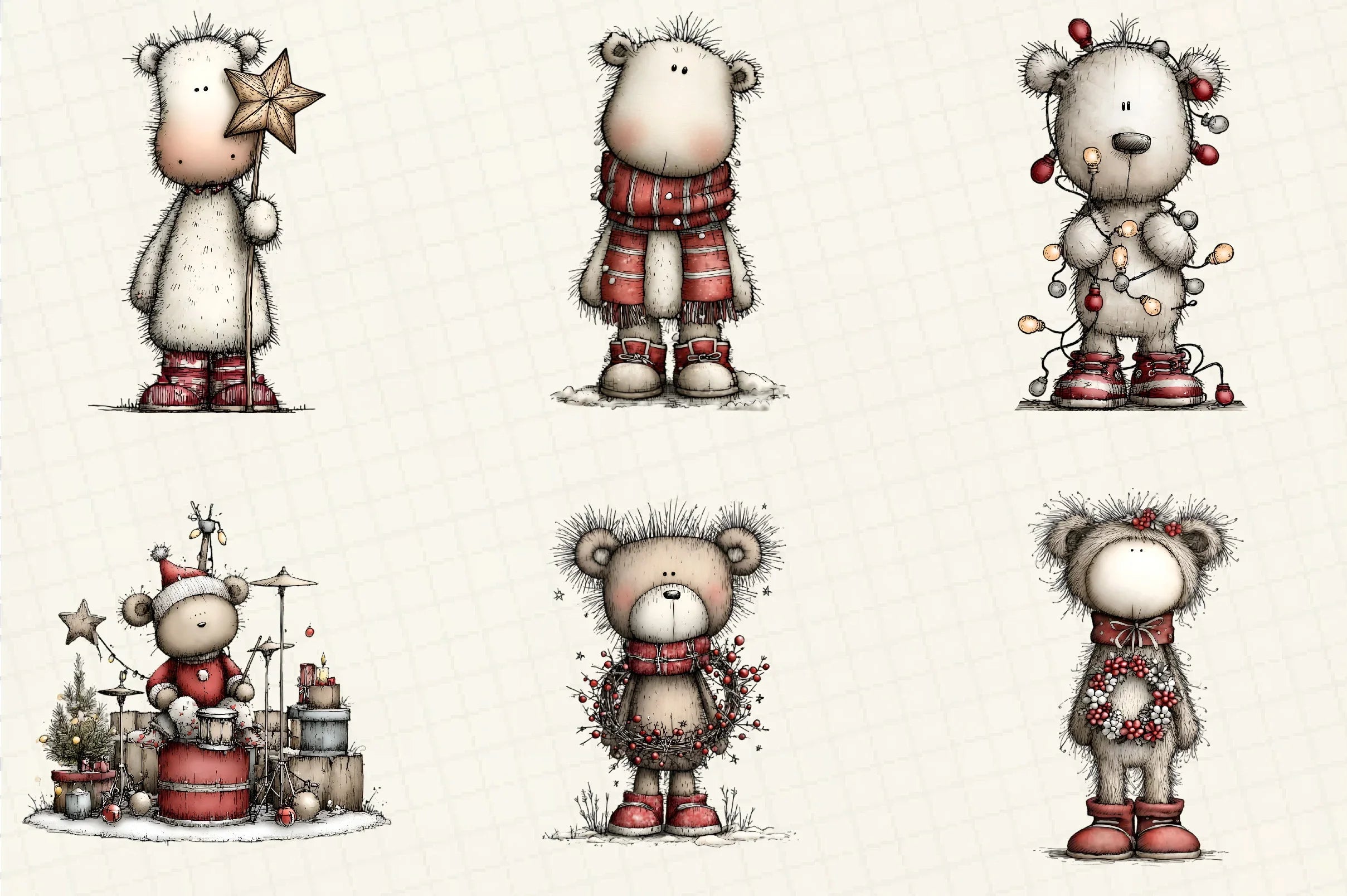 Whimsical Christmas Bear Clipart Bundle - CraftNest - Digital Crafting and Art
