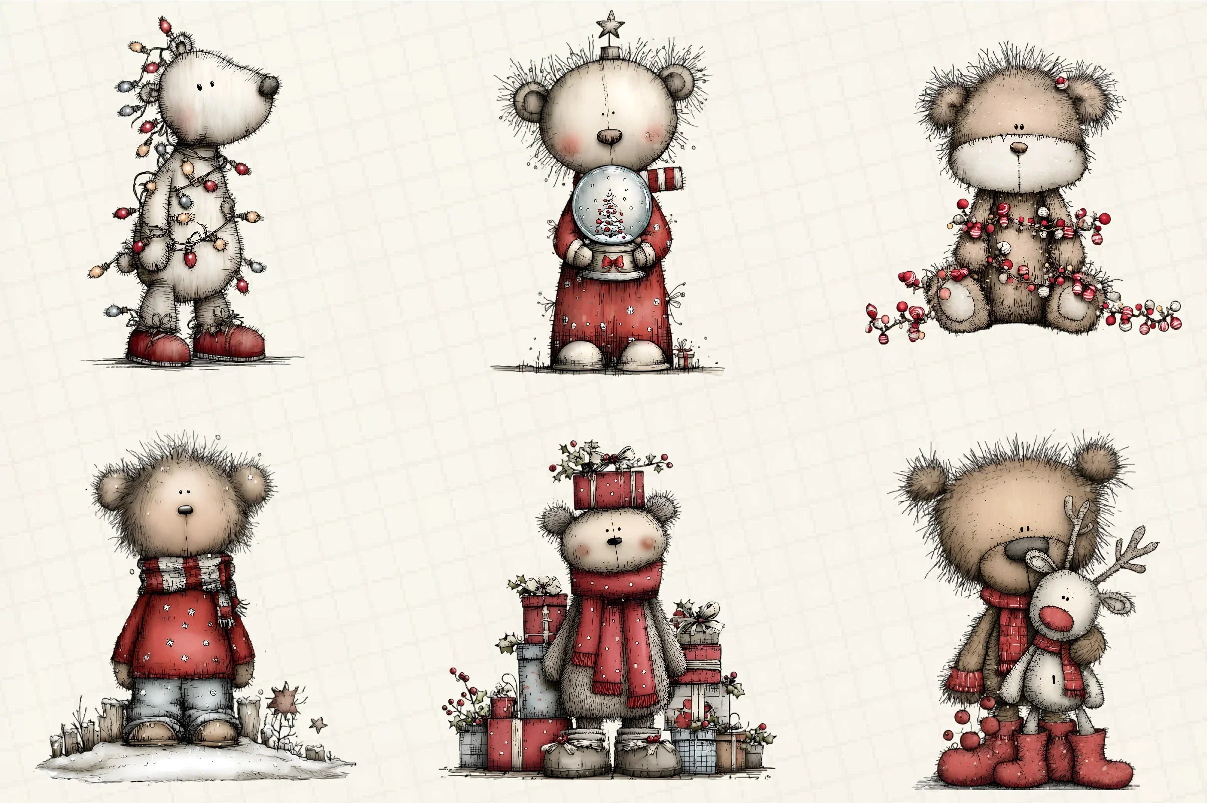 Whimsical Christmas Bear Clipart Bundle - CraftNest - Digital Crafting and Art