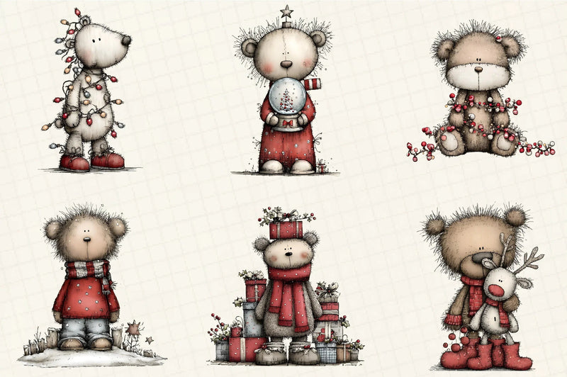 Whimsical Christmas Bear Clipart Bundle - CraftNest - Digital Crafting and Art