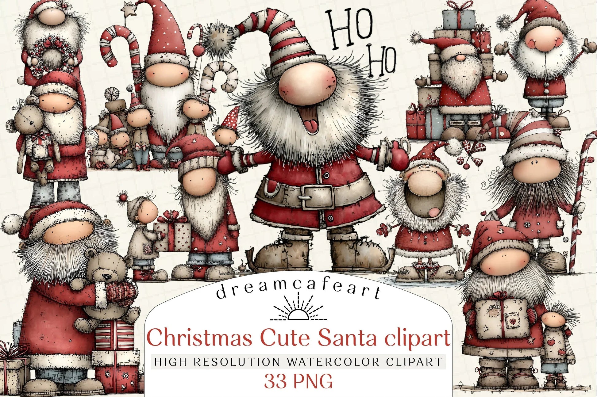 Whimsical Christmas Santa Clipart Bundle - CraftNest - Digital Crafting and Art