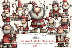 Whimsical Christmas Santa Clipart Bundle - CraftNest - Digital Crafting and Art