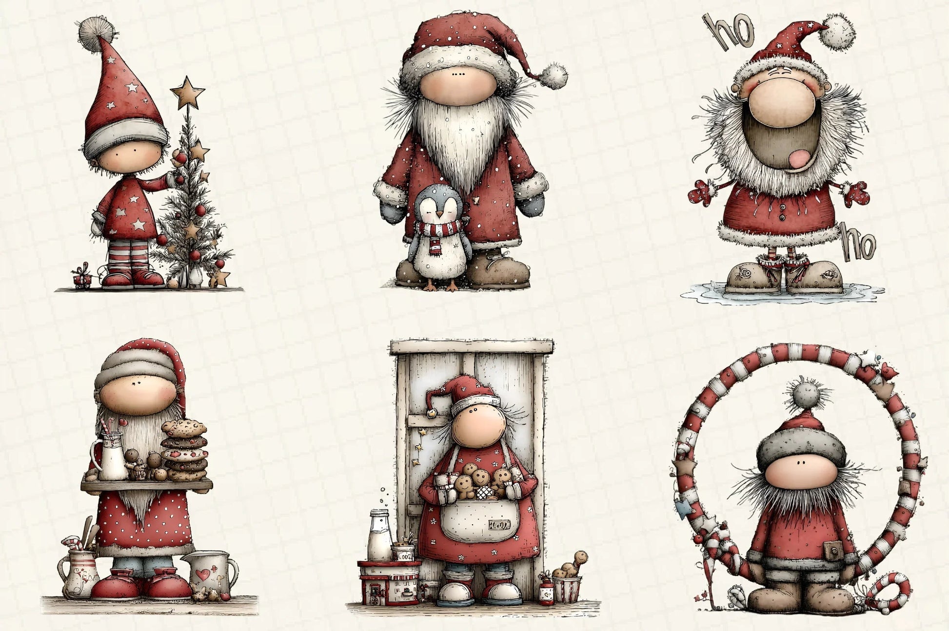 Whimsical Christmas Santa Clipart Bundle - CraftNest - Digital Crafting and Art