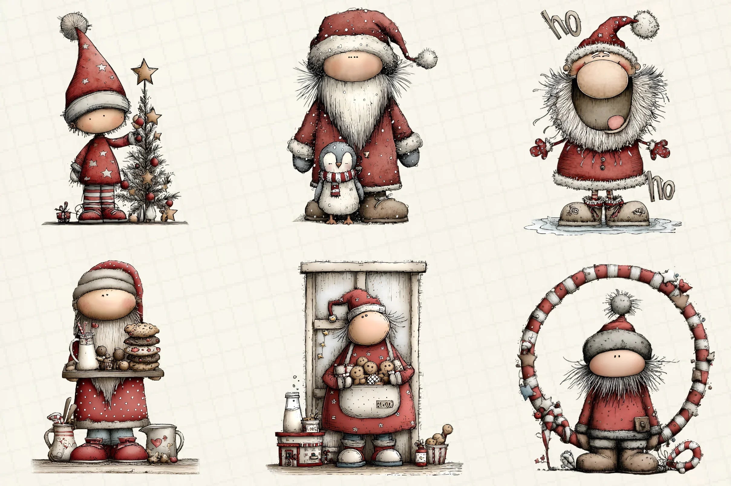 Whimsical Christmas Santa Clipart Bundle - CraftNest - Digital Crafting and Art