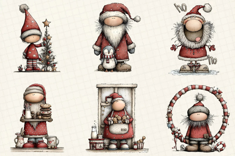 Whimsical Christmas Santa Clipart Bundle - CraftNest - Digital Crafting and Art