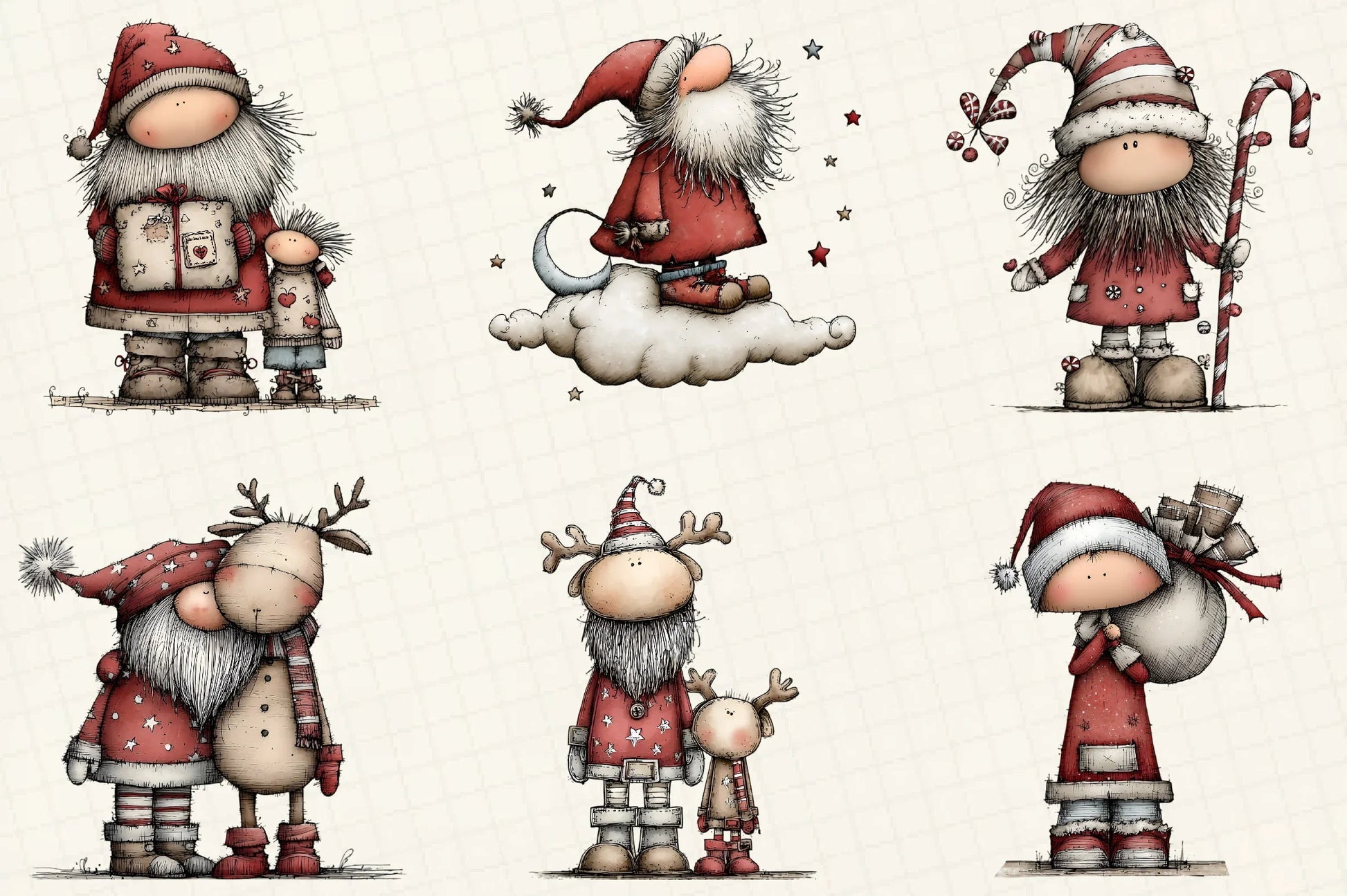 Whimsical Christmas Santa Clipart Bundle - CraftNest - Digital Crafting and Art