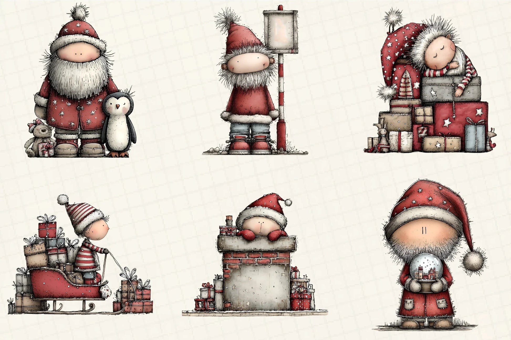 Whimsical Christmas Santa Clipart Bundle - CraftNest - Digital Crafting and Art