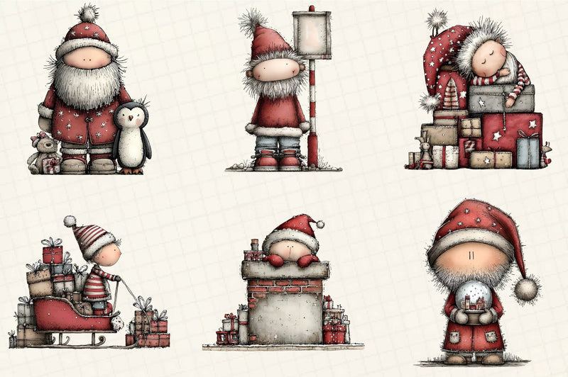 Whimsical Christmas Santa Clipart Bundle - CraftNest - Digital Crafting and Art