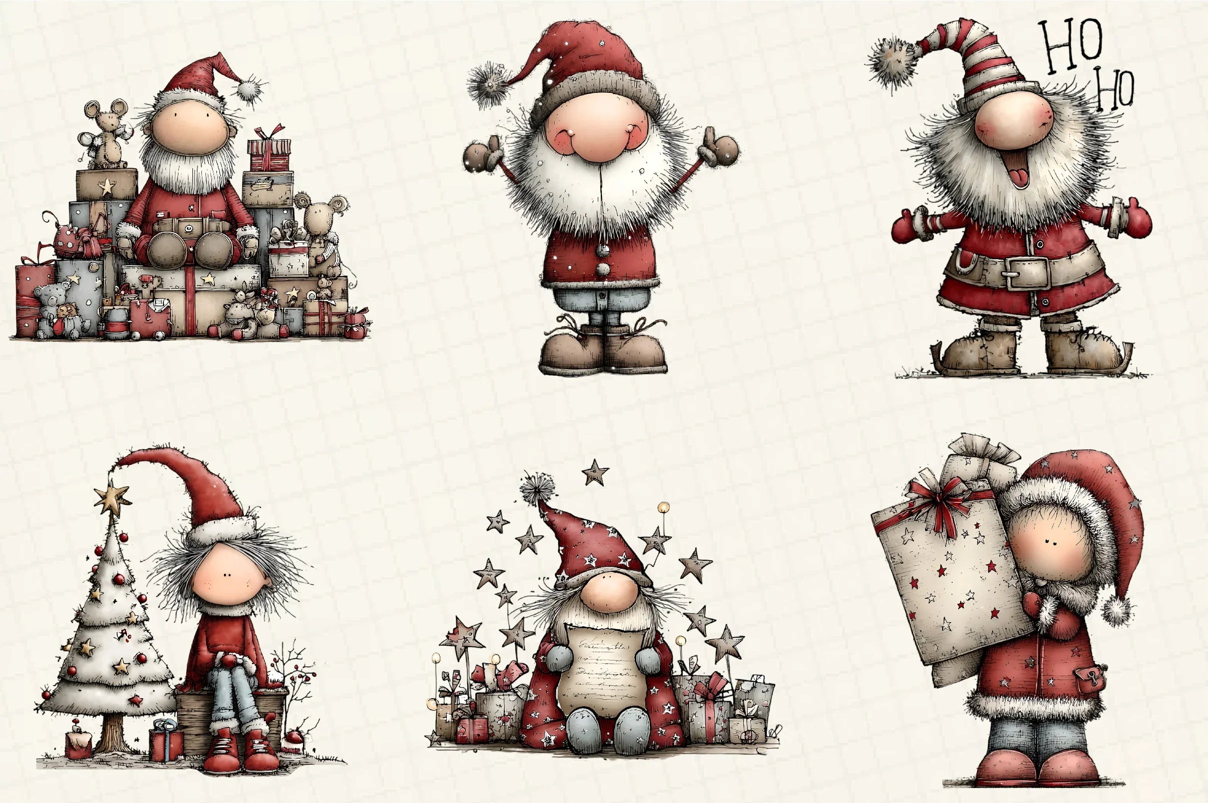 Whimsical Christmas Santa Clipart Bundle - CraftNest - Digital Crafting and Art