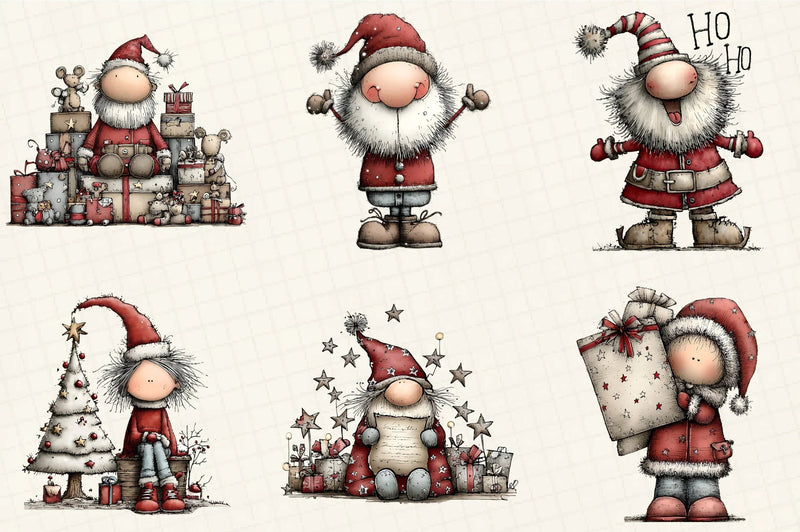 Whimsical Christmas Santa Clipart Bundle - CraftNest - Digital Crafting and Art