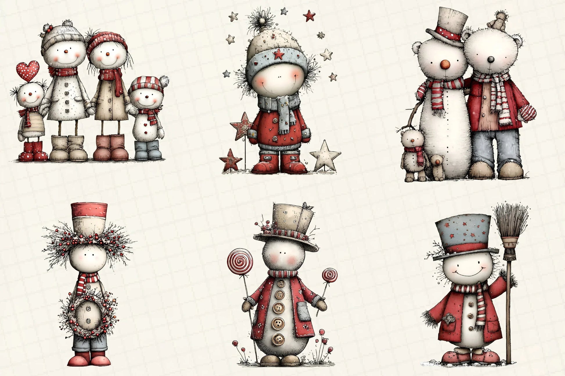 Whimsical Christmas Snowman Clipart Bundle - CraftNest - Digital Crafting and Art