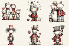Whimsical Christmas Snowman Clipart Bundle - CraftNest - Digital Crafting and Art