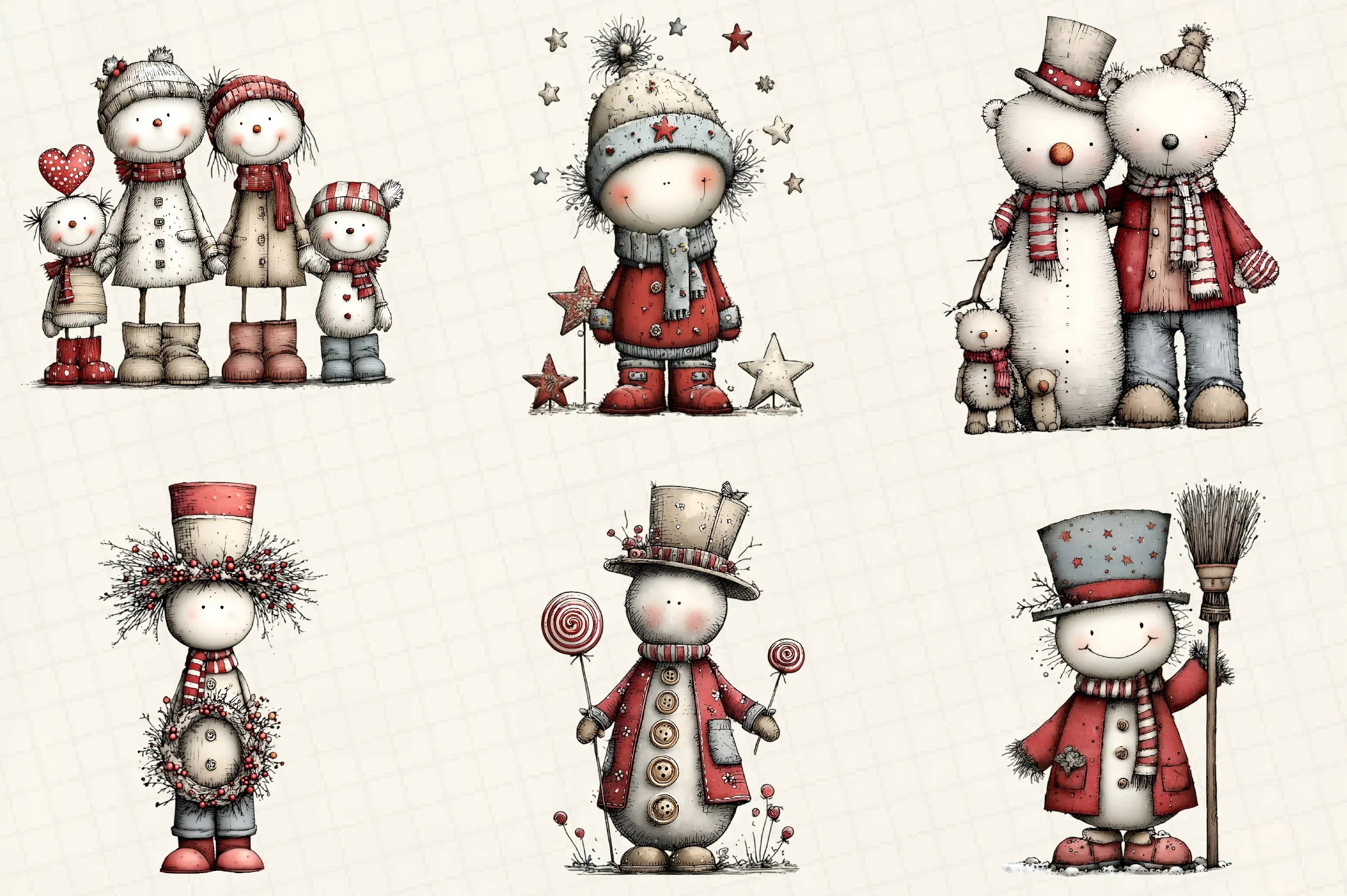 Whimsical Christmas Snowman Clipart Bundle - CraftNest - Digital Crafting and Art