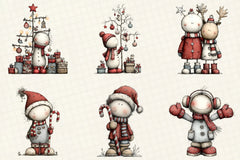 Whimsical Christmas Snowman Clipart Bundle - CraftNest - Digital Crafting and Art