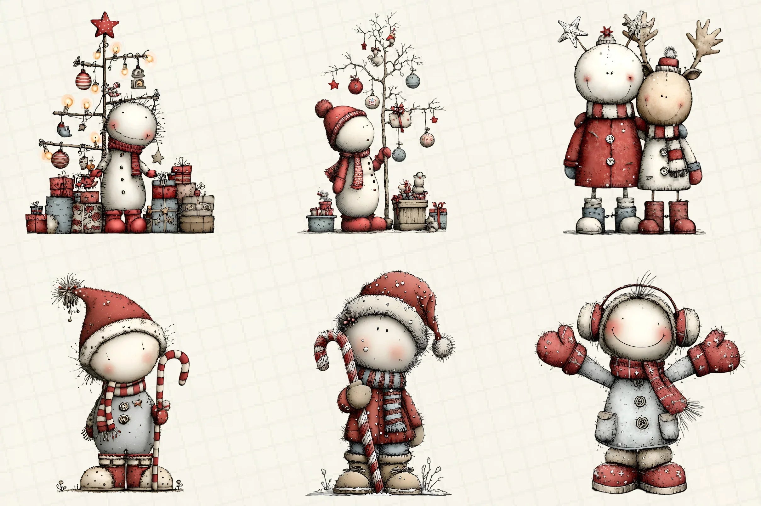 Whimsical Christmas Snowman Clipart Bundle - CraftNest - Digital Crafting and Art