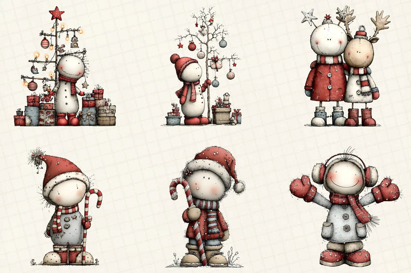 Whimsical Christmas Snowman Clipart Bundle - CraftNest - Digital Crafting and Art