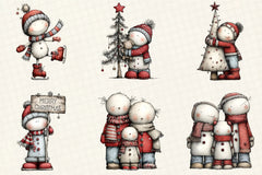 Whimsical Christmas Snowman Clipart Bundle - CraftNest - Digital Crafting and Art