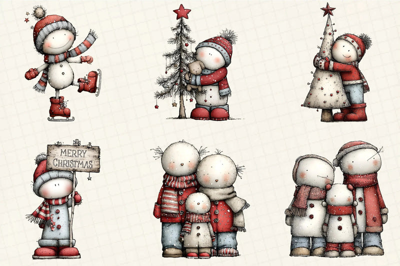 Whimsical Christmas Snowman Clipart Bundle - CraftNest - Digital Crafting and Art