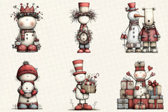 Whimsical Christmas Snowman Clipart Bundle - CraftNest - Digital Crafting and Art