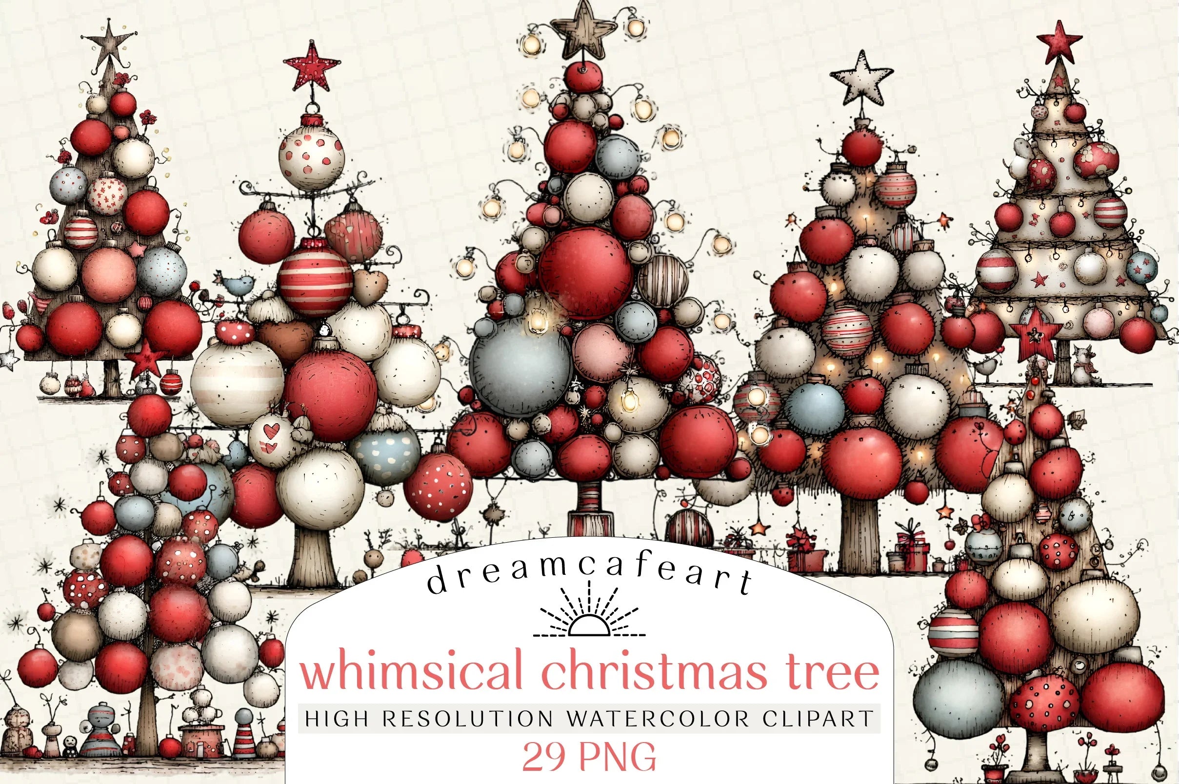 Whimsical Christmas Tree Clipart Bundle - CraftNest - Digital Crafting and Art