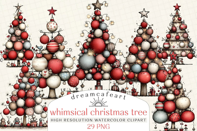 Whimsical Christmas Tree Clipart Bundle - CraftNest - Digital Crafting and Art