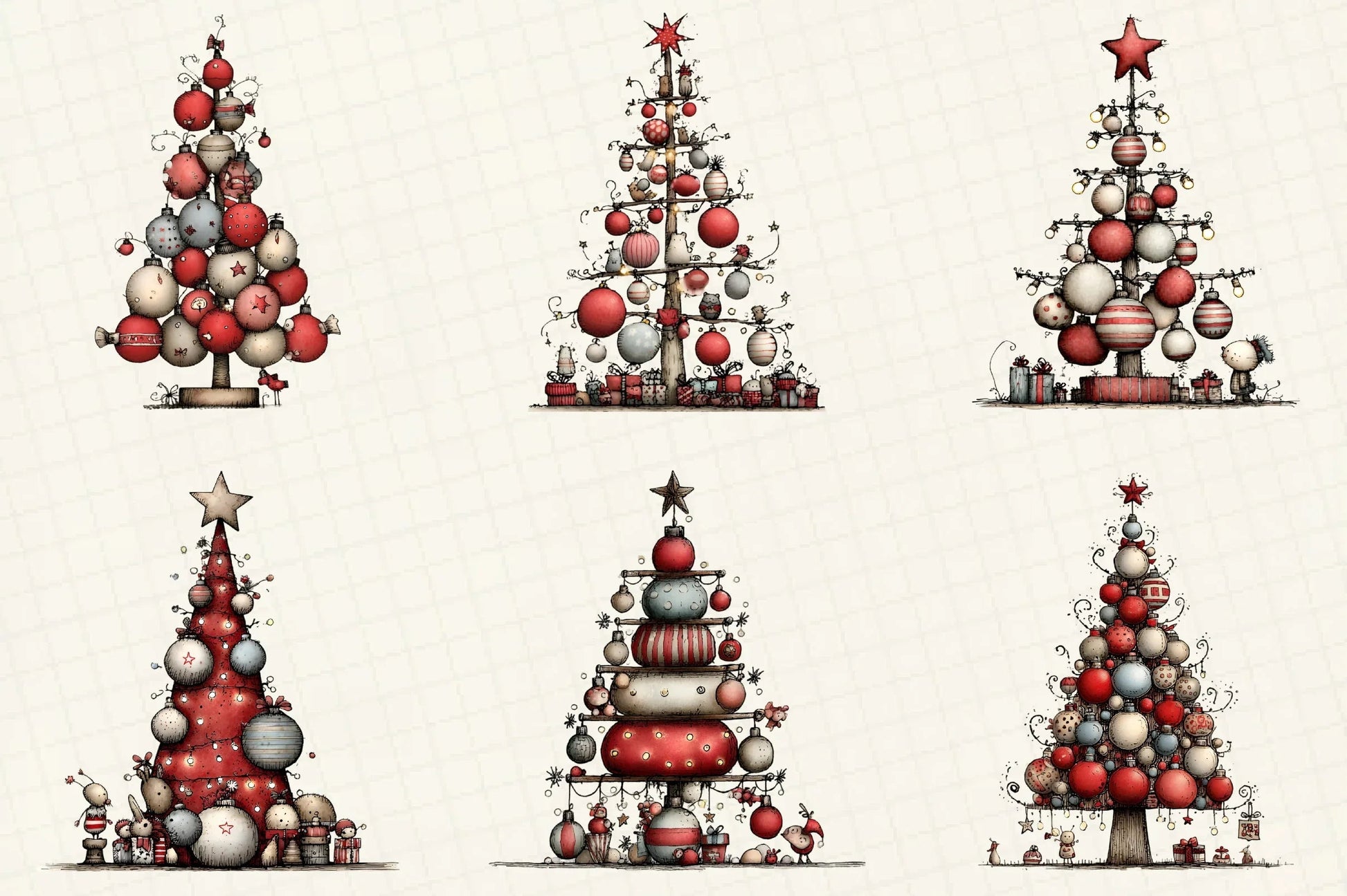 Whimsical Christmas Tree Clipart Bundle - CraftNest - Digital Crafting and Art