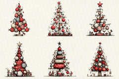 Whimsical Christmas Tree Clipart Bundle - CraftNest - Digital Crafting and Art