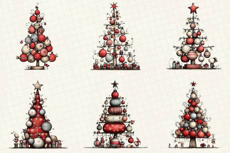 Whimsical Christmas Tree Clipart Bundle - CraftNest - Digital Crafting and Art