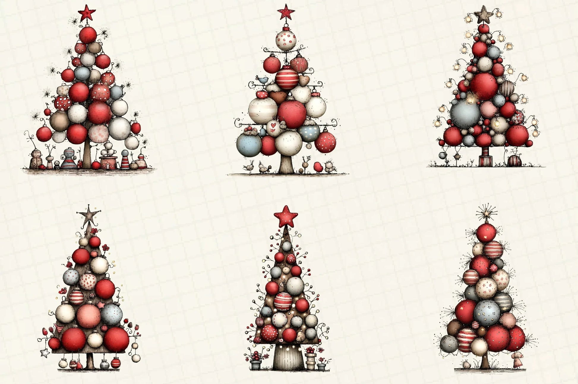 Whimsical Christmas Tree Clipart Bundle - CraftNest - Digital Crafting and Art