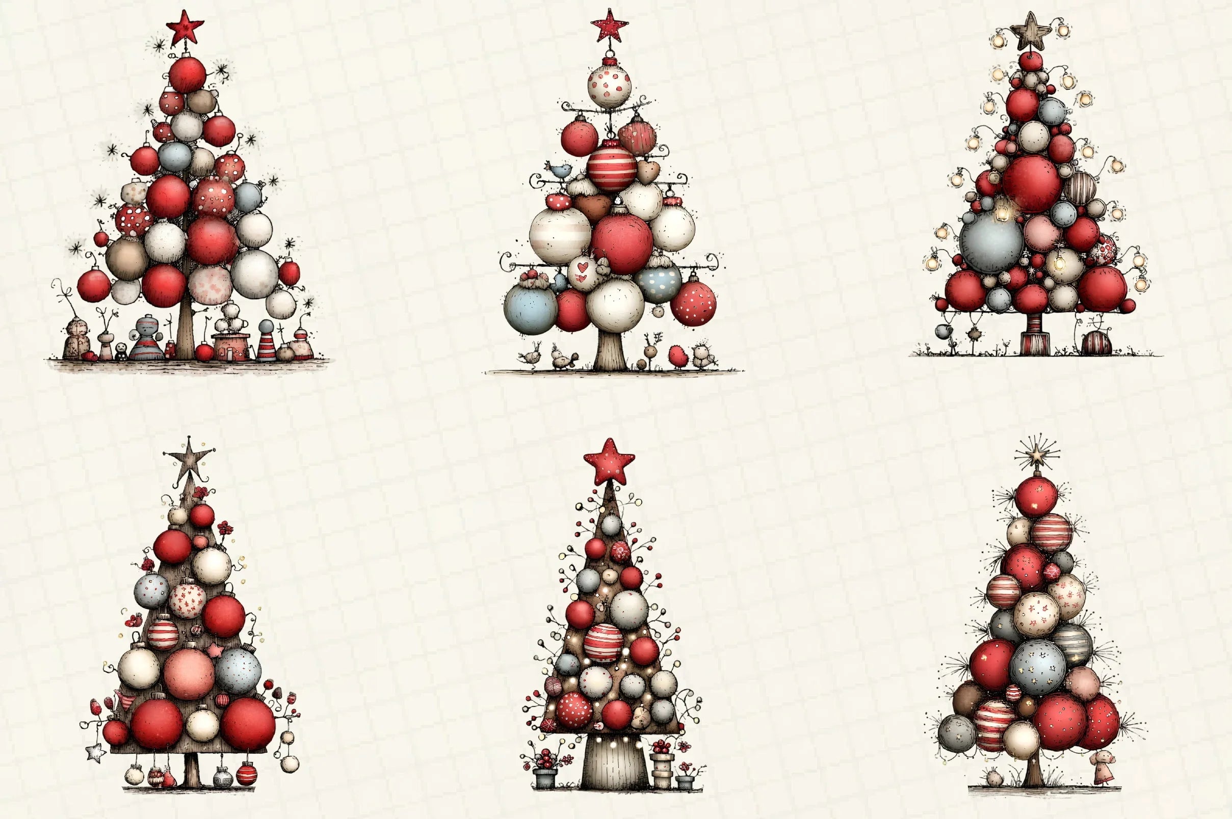 Whimsical Christmas Tree Clipart Bundle - CraftNest - Digital Crafting and Art