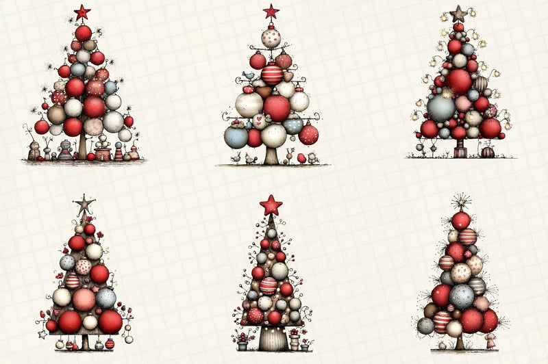 Whimsical Christmas Tree Clipart Bundle - CraftNest - Digital Crafting and Art