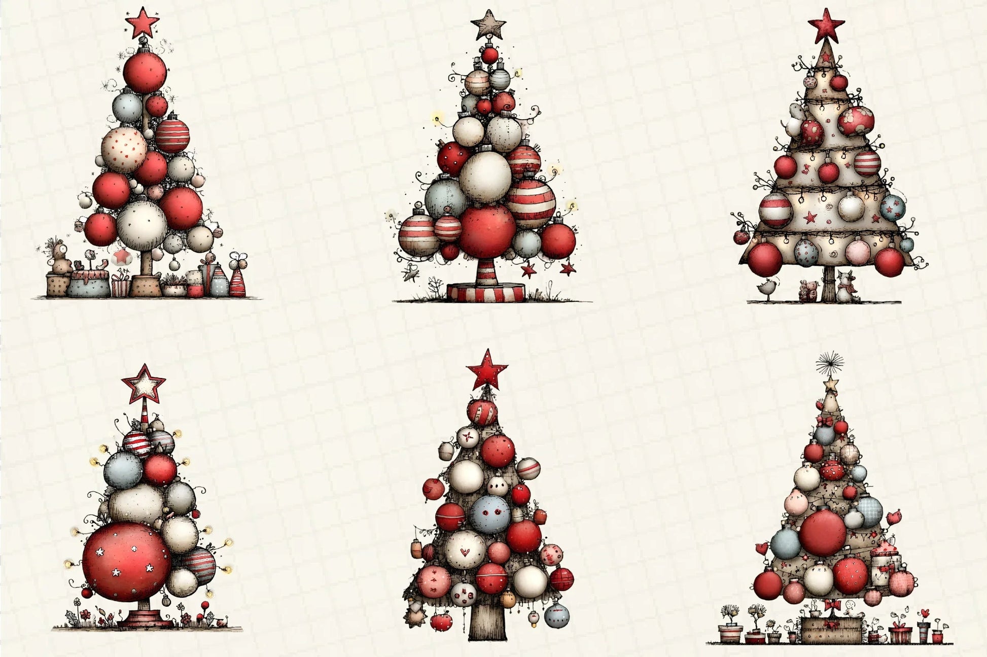 Whimsical Christmas Tree Clipart Bundle - CraftNest - Digital Crafting and Art