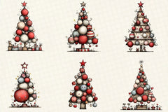 Whimsical Christmas Tree Clipart Bundle - CraftNest - Digital Crafting and Art
