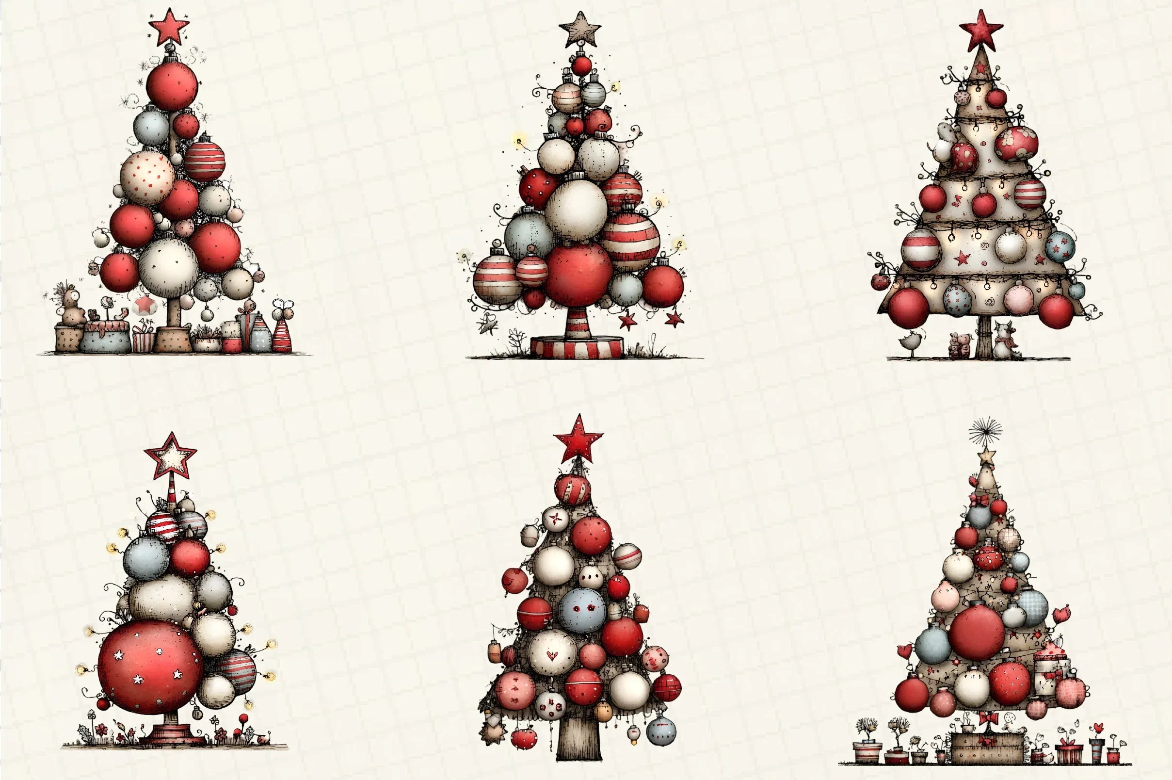 Whimsical Christmas Tree Clipart Bundle - CraftNest - Digital Crafting and Art