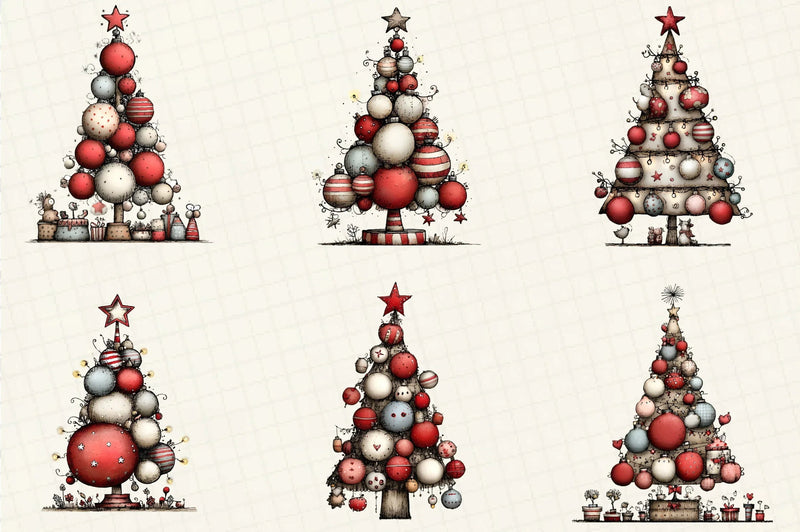 Whimsical Christmas Tree Clipart Bundle - CraftNest - Digital Crafting and Art