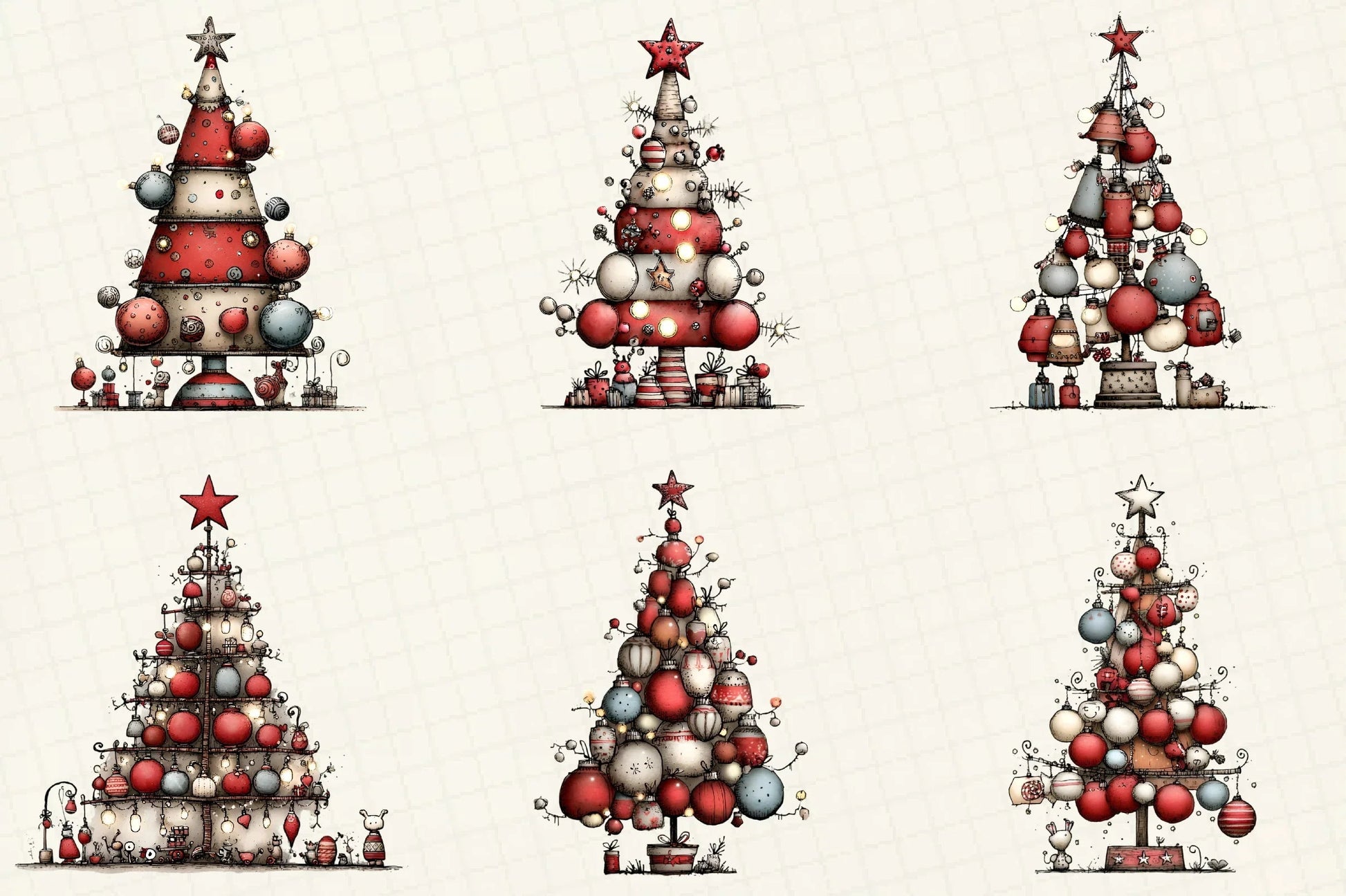 Whimsical Christmas Tree Clipart Bundle - CraftNest - Digital Crafting and Art
