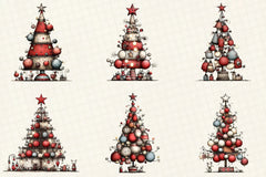 Whimsical Christmas Tree Clipart Bundle - CraftNest - Digital Crafting and Art