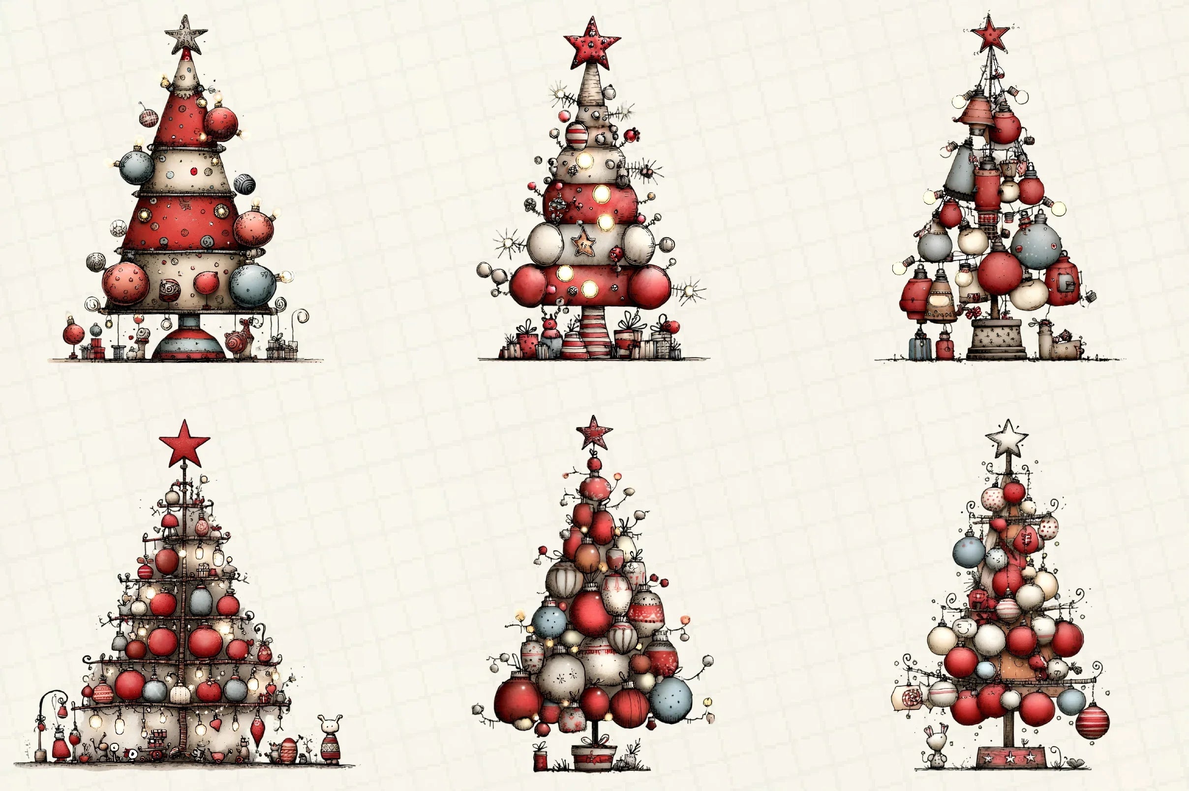 Whimsical Christmas Tree Clipart Bundle - CraftNest - Digital Crafting and Art