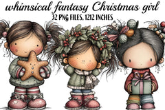 Whimsical Fantasy Christmas Girl Clipart Bundle - CraftNest - Digital Crafting and Art