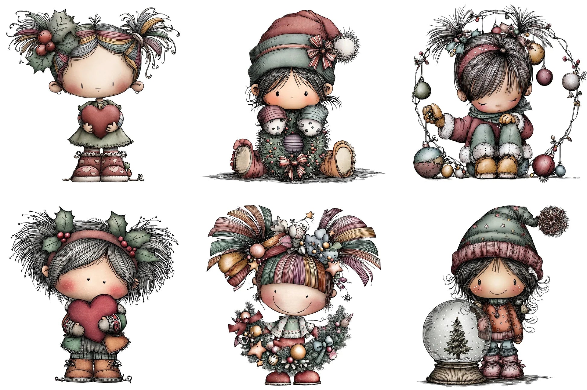 Whimsical Fantasy Christmas Girl Clipart Bundle - CraftNest - Digital Crafting and Art