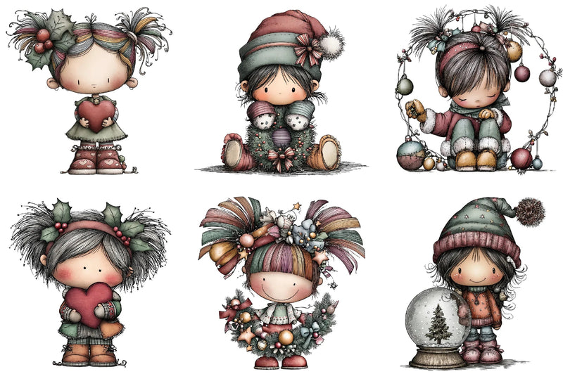 Whimsical Fantasy Christmas Girl Clipart Bundle - CraftNest - Digital Crafting and Art