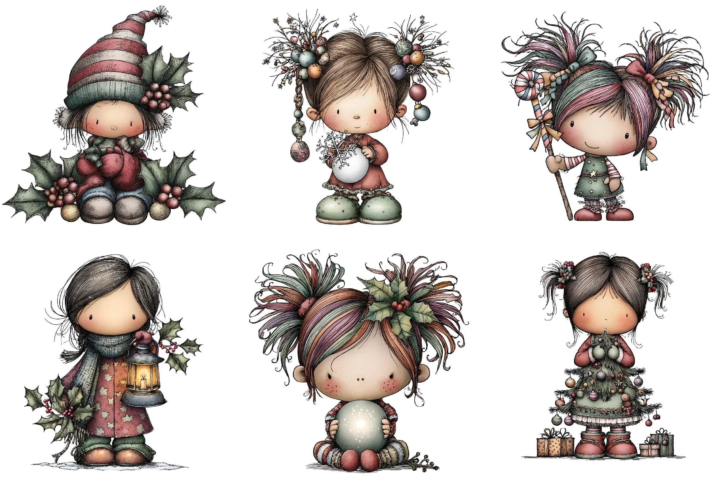 Whimsical Fantasy Christmas Girl Clipart Bundle - CraftNest - Digital Crafting and Art