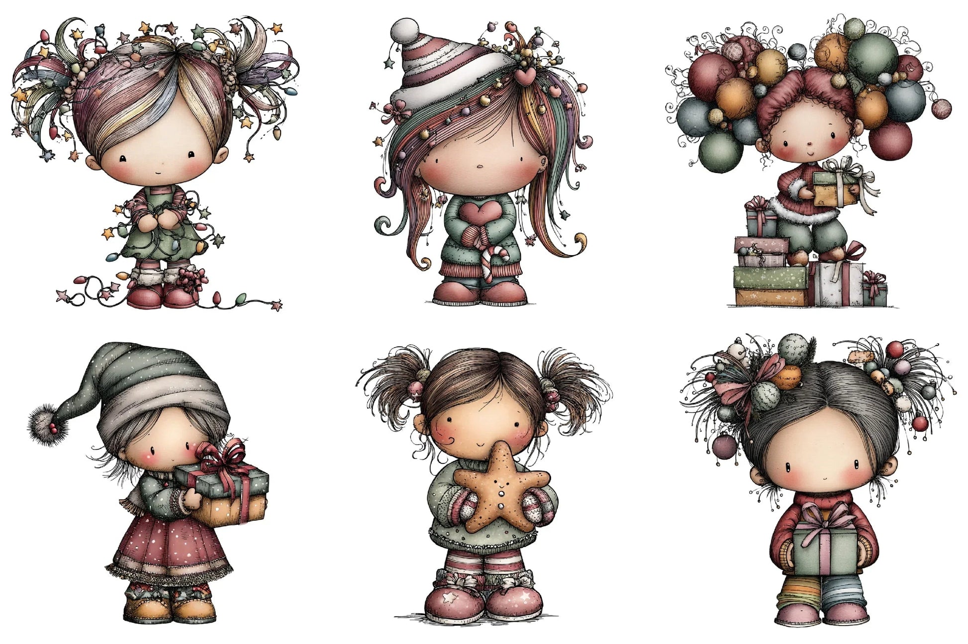 Whimsical Fantasy Christmas Girl Clipart Bundle - CraftNest - Digital Crafting and Art