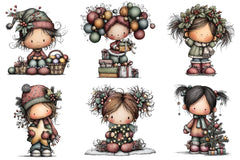 Whimsical Fantasy Christmas Girl Clipart Bundle - CraftNest - Digital Crafting and Art