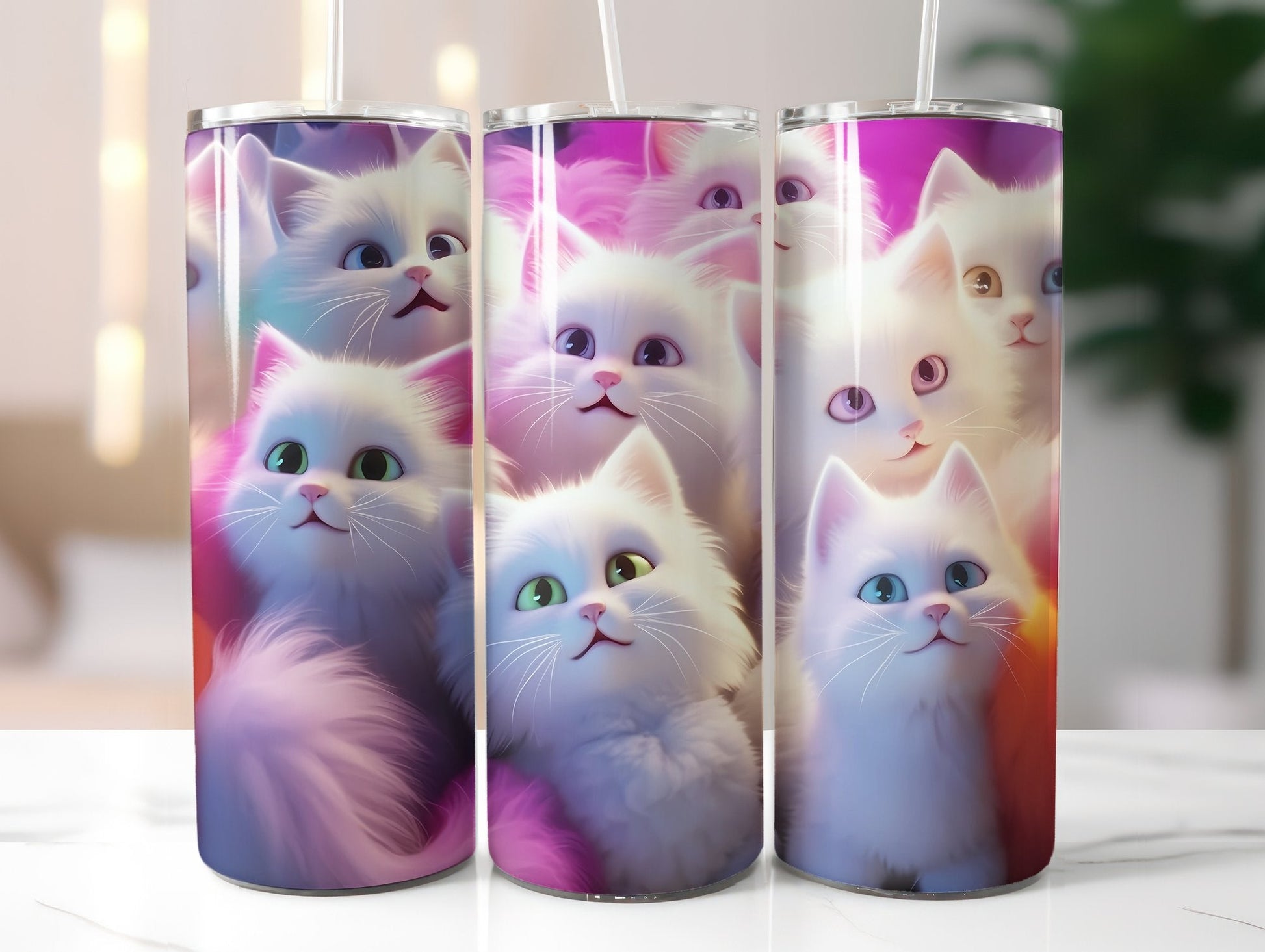 White Cats Tumbler Wrap - CraftNest