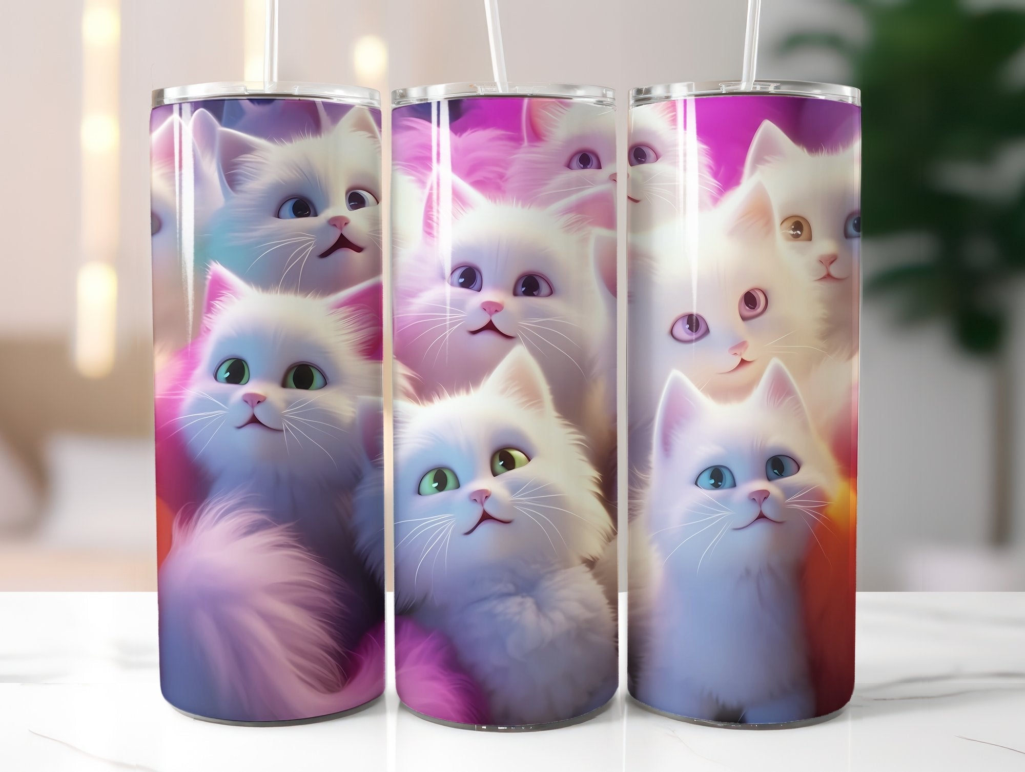 White Cats Tumbler Wrap - CraftNest